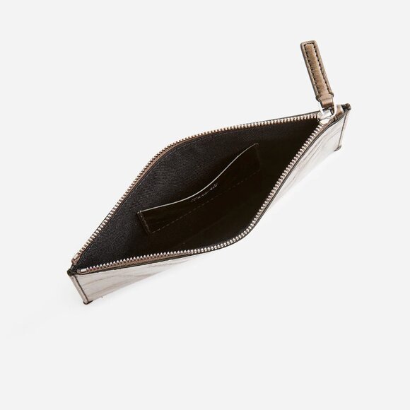 [NWT] Madewell The Leather Pouch Clutch in Pewter - Picture 2 of 2